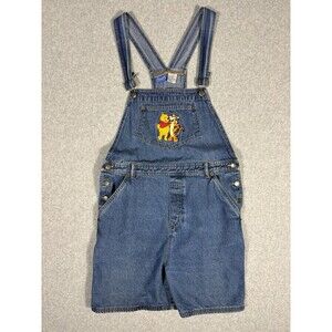 Disney 90s Bib Overall Shorts Winnie The Pooh Embroidered Denim Women’s Size XL